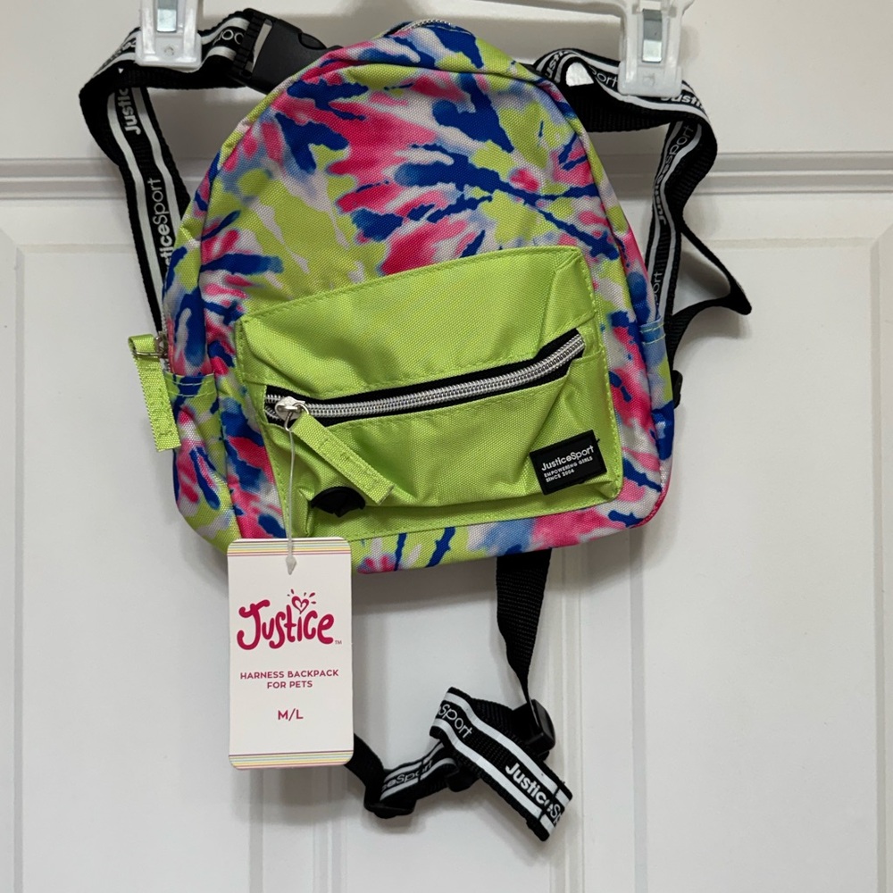 Justice Pet Harness Backpack with Colorful Design